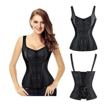 Imagem de Espartilho Corpete Corset Overbust Com Alça Zíper Frontal - Modas Fagu