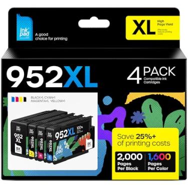 Imagem de iNKPAD Pacote de substituição de cartucho de tinta compatível com 952XL para 952 XL, use com Officejet Pro 7740 8210 8710 8720 8740 8715 7720 8725 8730 (pacote B/C/M/Y-4)