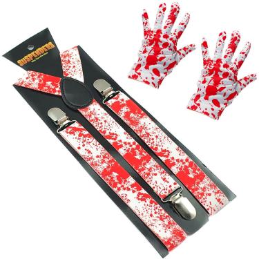 Imagem de Suspensório Halloween Modelo Sangue Vampiro + Par de Luvas
