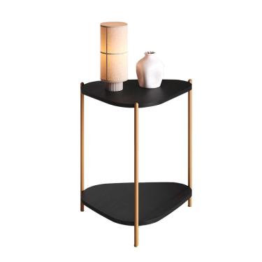 Imagem de Mesa Lateral Orgânica Complementos Nero e Dourada 44 cm