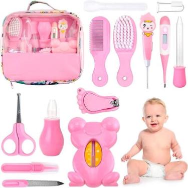 Imagem de Kit Higiene Infantil Rosa Bolsa Cortador Unhas Escova