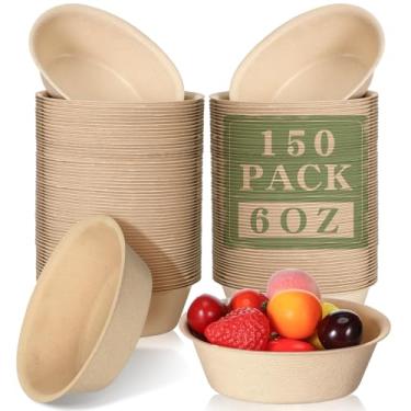 Imagem de Dandat Tigelas de papel descartáveis de 170 g a granel pequenas tigelas de sobremesa de bagaço para sorvete, sopa, salada, macarrão, suprimentos de festa, piquenique, banquete, churrascos, ração para