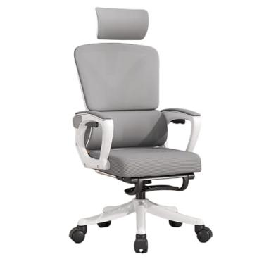 Imagem de Lzyjckh Cadeira de computador de malha Cadeiras ergonômicas para escritório em casa Cadeira executiva de mesa com encosto alto com apoio para os pés retrátil para casa, escritório,Gray a,62×62×128cm