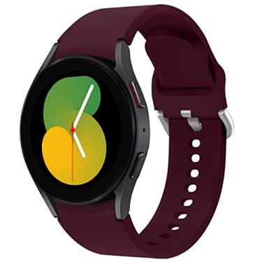 Imagem de Pulseira esportiva compatível com Samsung Galaxy Watch 5 de 40 mm e 44 mm/Watch 5 Pro, pulseira de substituição de silicone sem lacuna de 20 mm para Samsung Galaxy Watch 4 de 40 mm e 44 mm - vinho tinto