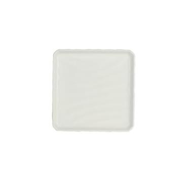 Imagem de Prato de dim sum criativo para bife ocidental listrado esmaltado - prato quadrado ondulado - branco