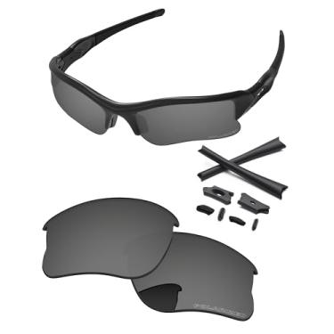 Imagem de PapaViva Lentes de reposição e kits de borracha para óculos de sol Oakley Flak Jacket XLJ OO9009 63 mm, Preto cromado, Flak Jacket XLJ