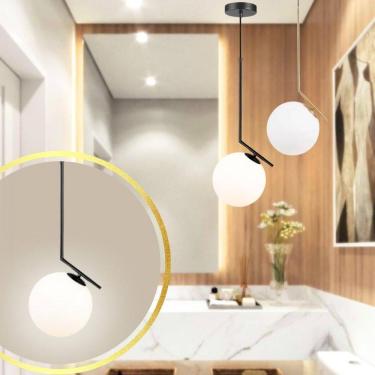 Imagem de Luminária Pendente Jabuticaba 45Cm Angular Globo Vidro 15Cm