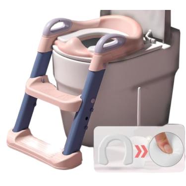 Imagem de Troninho Redutor Assento Vaso Sanitário Infantil Com Escada Assento Redutor Infantil Para Vaso Sanitário Gimboo Pinico Infantil, Mictório, Penico, Almofadado, Desfralde, Antiderrapante Rosa e Roxo