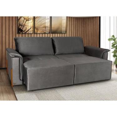 Imagem de Sofá Cama Retrátil 3 Lugares Atlanta Platinum Grafite - Hellen Estofad