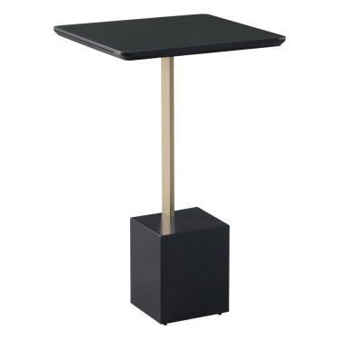 Imagem de Mesa Lateral Goagil 35x35 Tampo e Base Preto Metal Dourado