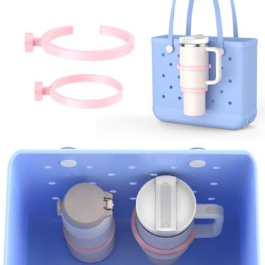 Imagem de OUTXE Pacote com 2 suportes de copo para bolsa Bogg, serve para Stanley de 473 a 850 g, acessório de suporte de bebida compatível com todas as bolsas Bogg e sacola Simply Southern Beach (850 g rosa