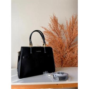Imagem de Bolsa Feminina Tote Estruturada Com Alça Transversal Preta - Golden Fe