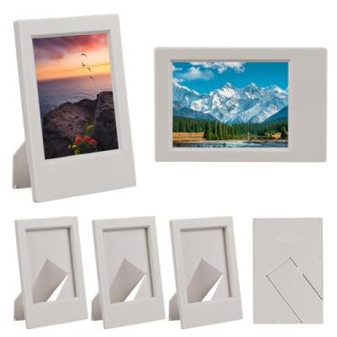 Imagem de SOFPLATE 1 caixa com 6 peças, conjunto de porta-retratos brancos, 2 x 3, mini retângulo de plástico com tapete, suporte de vários pacotes para fotos de família, arte de parede, mesa, decoração de