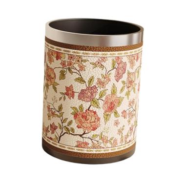 Imagem de YWJLQH Lixeira de couro PU, balde de lixo, cesto de lixo de grande capacidade, lixeira de banheiro para quarto, escritório, casa, estudo, penteadeira, Style a