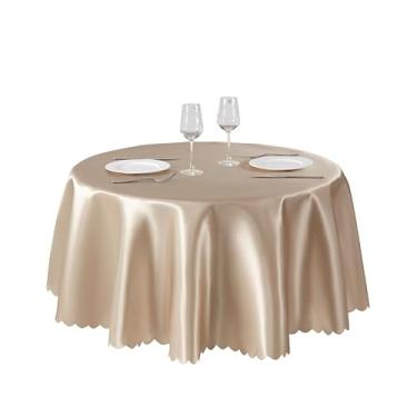 Imagem de Counfeisly 1 pacote com toalha de mesa redonda de 272 cm, toalha de mesa de cetim sedoso, sobreposição de tecido liso, decoração de mesa para festas de casamento e eventos de banquete