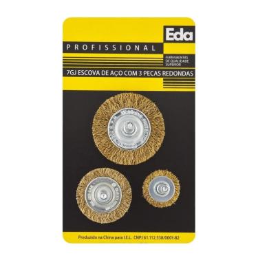 Imagem de Escova de Aço Redonda para Furadeira Jogo 3 Peças 7GJ EDA