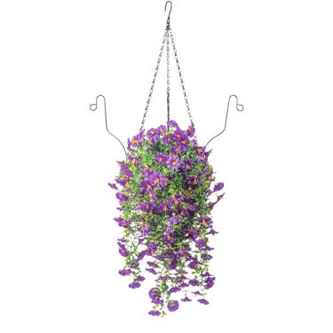 Imagem de Flores Artificiais Suspensas - Plantas Artificiais Penduráveis e Arranjos,Decoração Botânica Falsa para Suspensão em Exterior para Jardim Sala Estudo Corredor Varanda Hotel Casamento Sala Jantar