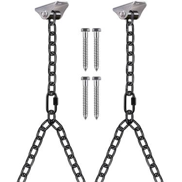 Imagem de BeneLabel Kit de Corrente de Balanço para Varanda Resistente com Cabides Silenciosos, Ferragens de Cadeira de Rede para Cadeiras Suspensas Internas/Externas, Sacos de Pancadas e Muito Mais, Fácil Inst