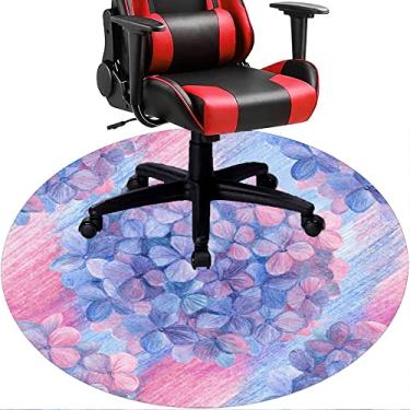 Imagem de Tapete de cadeira de escritório com flores, textura de flor, tapete de cadeira de mesa para piso de madeira de escritório em casa, protetor de piso de pilha baixa, redondo de 91 cm
