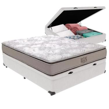 Imagem de Cama Box Baú Viúvo Branco e Colchão Four Season Molas V-Tech