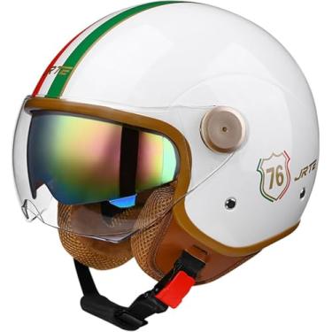 Imagem de Ope Face Motocicleta Meio Capacete Vintage Moto Jet Capacete Com Su Visor, Ece Aprovado Retro Street Scooter Moped 3/4 Half Face Capacetes, Z5, 57-62CM