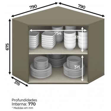 Imagem de Armário Aéreo Canto Oblíquo 2 Portas Connect - Móveis Henn Duna/Cristal
