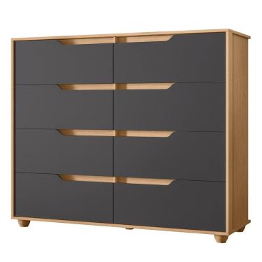 Imagem de Cômoda Para Quarto 8 Gavetas 136cm Doble Flex Freijó/Titanium - Albatroz