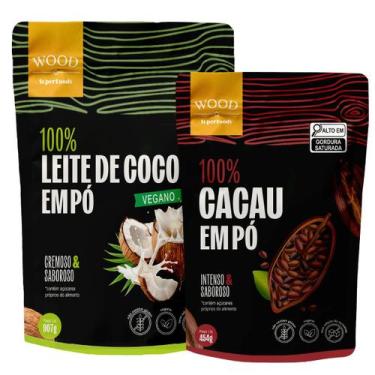 Imagem de Cacau em Pó 100% Puro 454g + Leite de Coco em Pó Puro 907g - Wood Supe