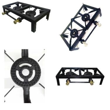 Imagem de Fogão Semi-industrial De Alta Pressão, 2 Bocas, Fogareiro A Gás Glp Com Queimador Em Ferro Fundido, Portátil.