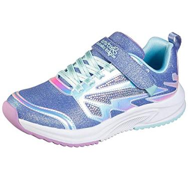 Imagem de Tênis esportivo infantil Skechers, leve, para meninas, resfriado a ar, espuma de memória, Lavendar/Aqua, 3 Little Kid