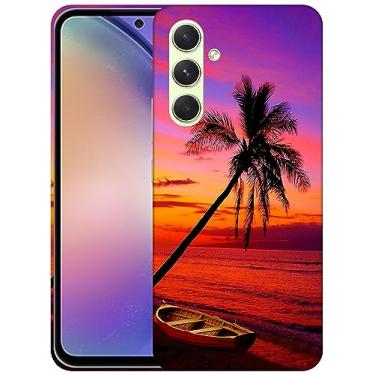 Imagem de SM CASES Capa para Samsung Galaxy A54 5G - Tropical Sunset Beach Design impresso 3D capa traseira de plástico rígido para Samsung Galaxy A54 5G branca