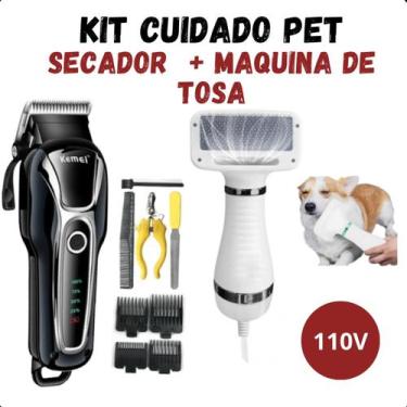 Imagem de KIT PET SHOP Máquininha Tosa KEMEI 1991 + Secador funcional 110V - LIP