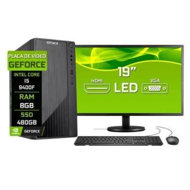 Imagem de Computador Completo Fácil, Intel Core I5 9400f, 8GB DDR4, Geforce Nvidia 1GB, SSD 480GB + Monitor 19" Hdmi Led