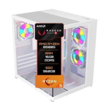 Imagem de PC Gamer Bluepc Amd Ryzen 5 8500g 16gb Ddr5 SSD 960gb Gab Branco - Fonte 500w