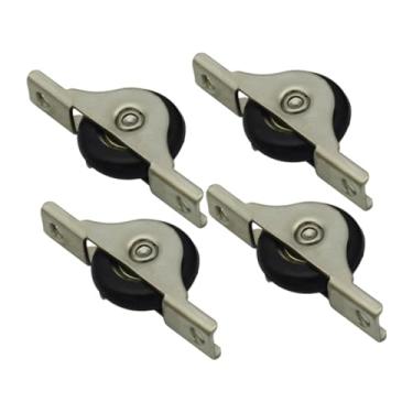 Imagem de Generic 4 peças polia de janela rolos de porta resistentes ao desgaste banheiro ferro cozinha ferragens substituição portas deslizantes rodas polia de nylon, Preto Médio