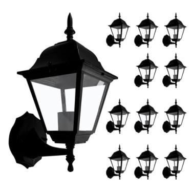 Imagem de Kit 12 Arandelas De Parede Colonial Alumínio Preto 4 Faces Externo Ponente