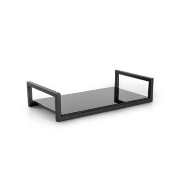 Imagem de Bandeja Decorativa Frame 27cm Vidro e Aço Suporte P/ Objetos