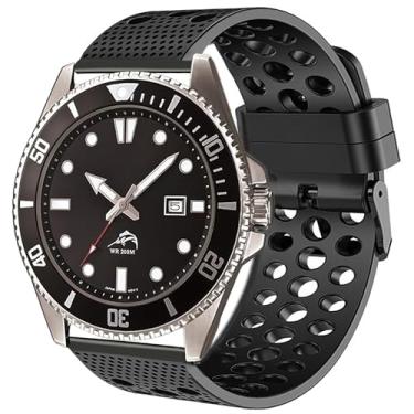 Imagem de Compatível com pulseiras Casio MDV106-1A, pulseira esportiva de silicone Lamshaw de 22 mm com fivela de metal compatível com relógio Casio série MDV106, tamanho único, metal, 1