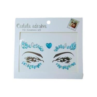 Imagem de Adesivo Para o Rosto Azul Cristal "Modelo 61" Festas Carnaval - Festas