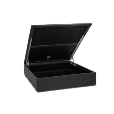 Imagem de Cama Box Baú Casal Loja Xerife Sintético Cinza 41x138x188 - KSM Colchõ