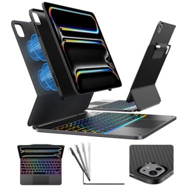 Imagem de typecase Edge+ Keyboard Case for iPad Pro 13-inch (M5/M4, 2025/2024), Space Black Keyboard with 11-Color Backlight, Multi-Mode,Removable Carbon Fiber Back Case, Magnetic Floating Stand,Larger Trackpad