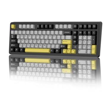 Imagem de Ajazz AK980MAX Teclado mecânico de eixo magnético com fio, teclado personalizado com 98% de troca a quente com retroiluminação RGB (preto, cinza, amarelo)