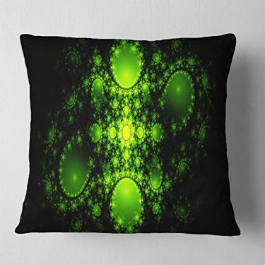 Imagem de Designart Cabalist Green Fractal Design Abstrato Sala de Estar, Sofá, Almofada de Alta Qualidade + Capa de Almofada Estampada em ambos os lados 45,72 cm x 45,72 cm