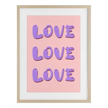 Imagem de Stupell Industries Impressão emoldurada Love Bubble Lettering Birch Under Glass por Pooja Dave, 50 x 35 cm