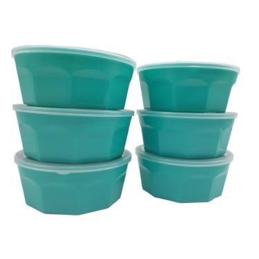 Imagem de 6 Potes Oitavados Com Tampa Marmita Sobremesa 700 Ml Verde