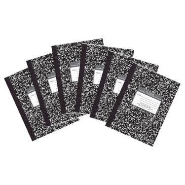 Imagem de Roaring Spring Cadernos de composição, pacote com 6, 26 x 19,8 cm, pautado em gráficos, 80 folhas, papel branco premium de 9 kg, feito com orgulho nos EUA, capas de mármore preto de placa rígida