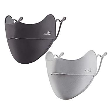 Imagem de OHGOLF Pacote Com 2 Máscaras Respiráveis Proteção Uv Para O Rosto, Fps 50+, Solar Feminina, Lavável, Reutilizável, Protetor Solar, Capa Esportiva Sln3M072 Cinza E Escuro