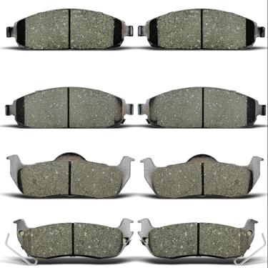 Imagem de TALAMOYI Substituição para pastilhas de freio de cerâmica dianteiras e traseiras adequadas para Jeep Commander 2006-2010, adequadas para Jeep Grand Cherokee 2005-2010, excluindo modelos SRT-8 - D1080