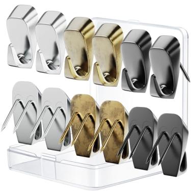 Imagem de HNYYZL Ganchos de cubículo, 12 peças de ganchos de cubo para paredes de tecido, pendurar, clipes de cubículo, ganchos de parede de painel de tecido para 18 kg, 3 cores (bronze preto prata)