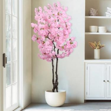 Imagem de Árvore de cerejeira artificial rosa 1,8 m, decoração interna, árvore de flor sintética, árvore de cerejeira para decoração de quarto, presente